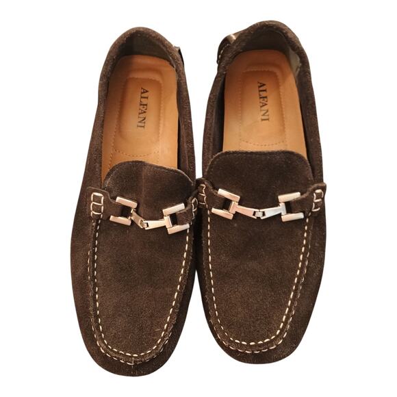 Alfani Suede Merry Leather Slip-on Black Loafer Mens Size 8.5M Driving Shoes - Picture 1 of 7